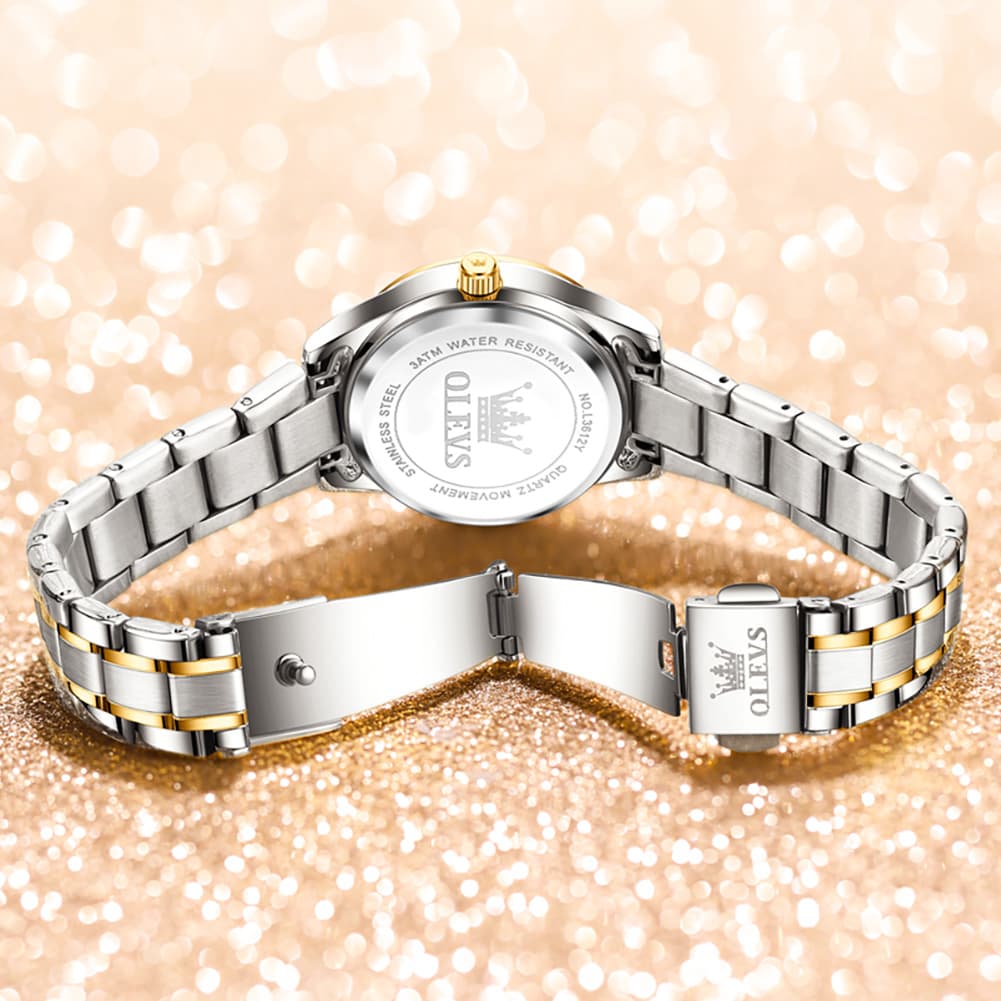 OLEVS 3612 Diamond Dial Quartz Steel Watch for Women