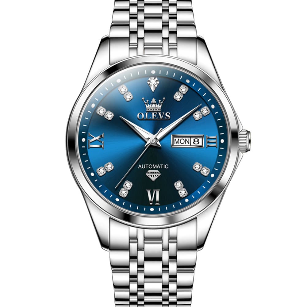 OLEVS Diamond Dial Automatic Mechanical Watch 9801 Day Date for Men