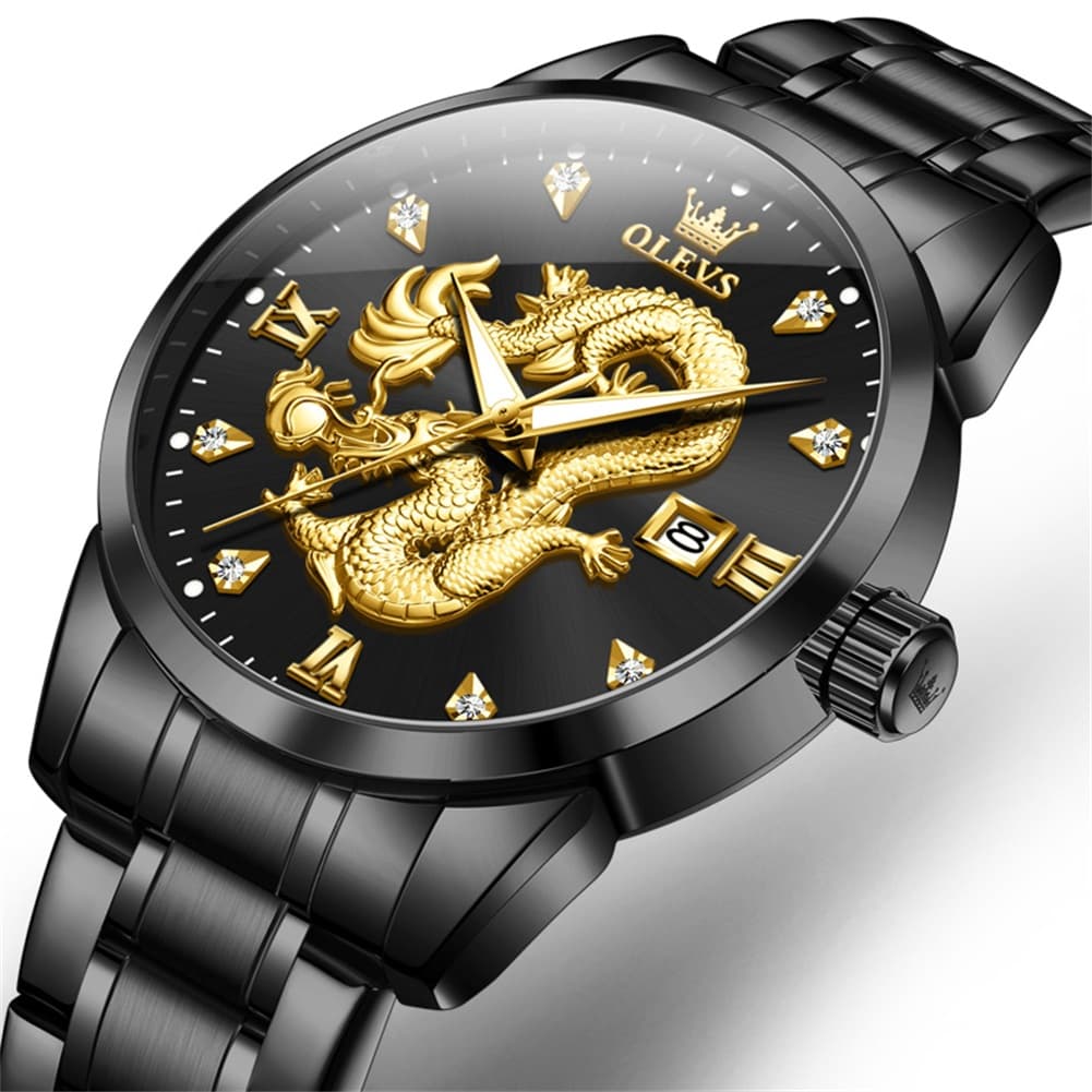OLEVS 3619 3D Dragon Quartz Watch for Men
