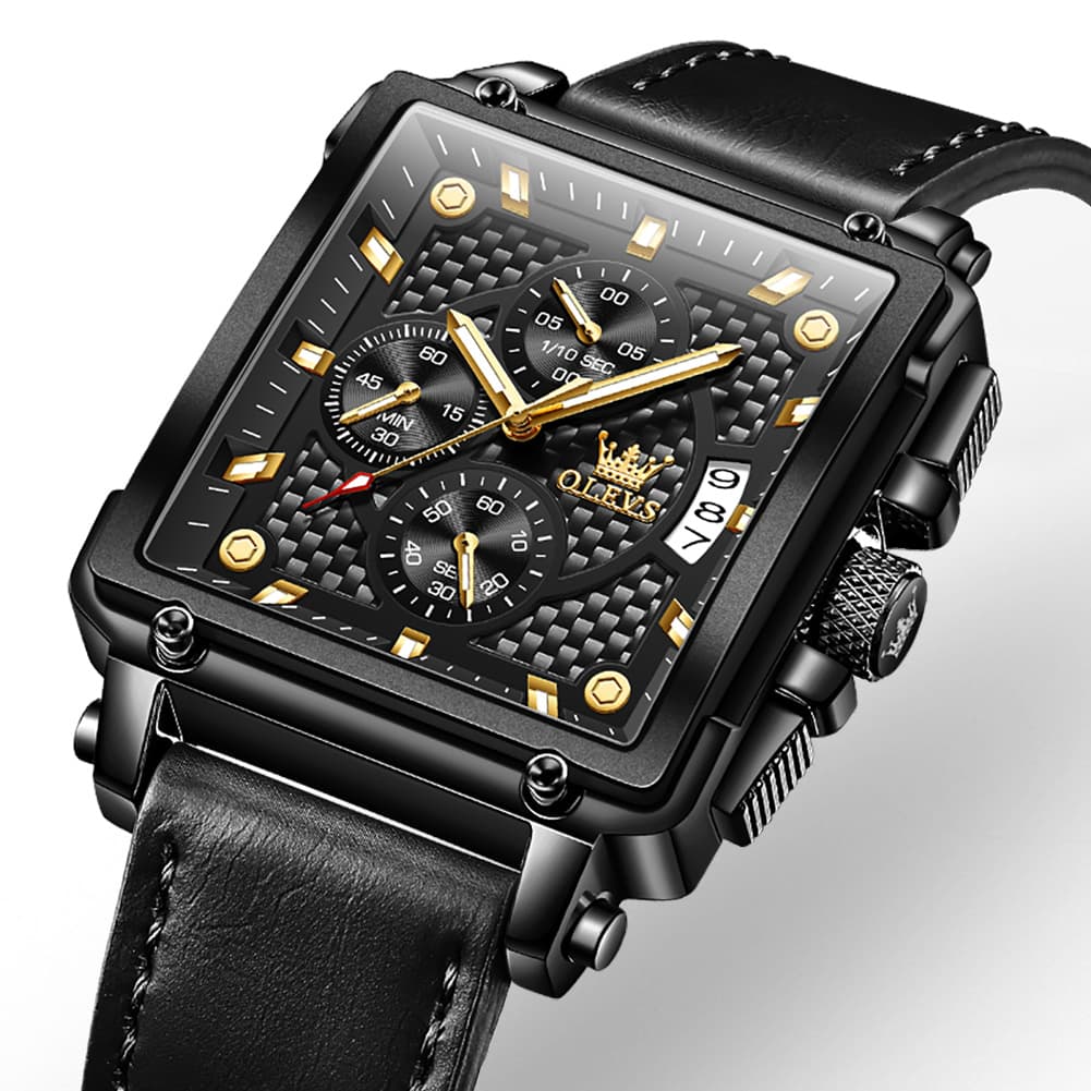 OLEVS 9925 Riveted Square Chronograph Watch for Men