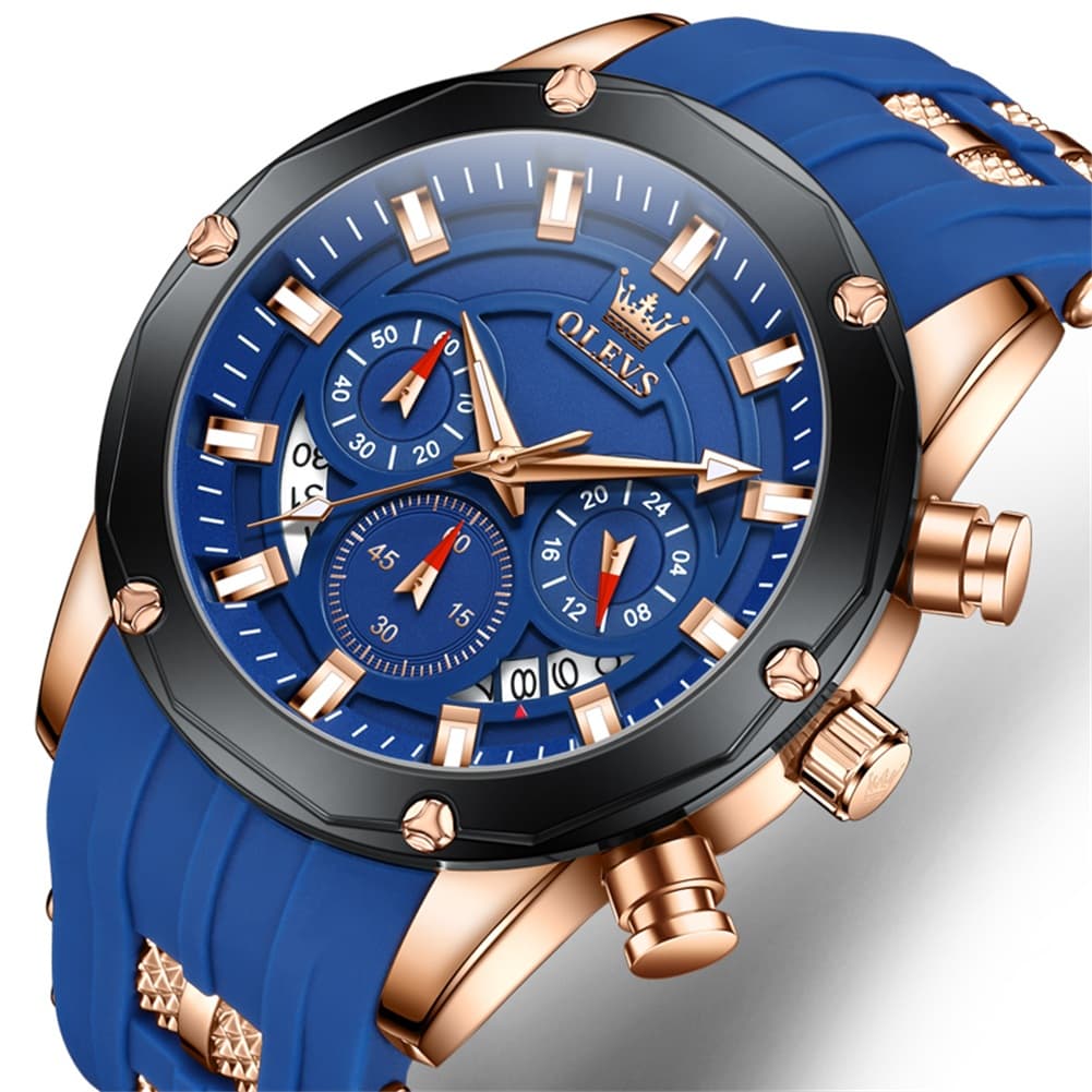 OLEVS 9991 Bold Chronograph Racing Silicone Watch for Men