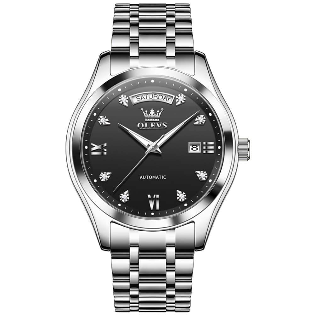 OLEVS 6752 Diamond Dial Day Date Mechanical Watch for Men
