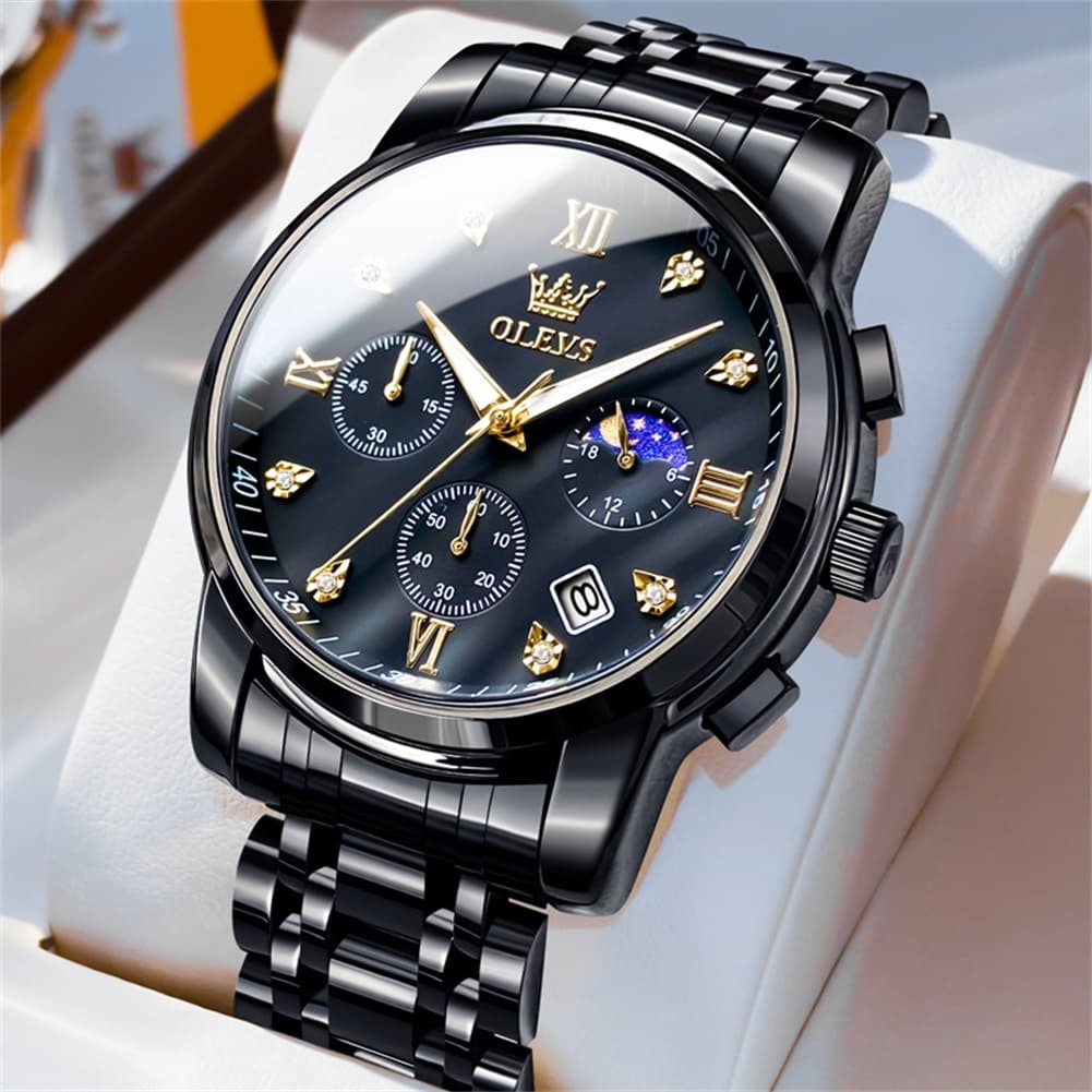 OLEVS 2858 Luxury Moon Phase Chronograph Watch for Men