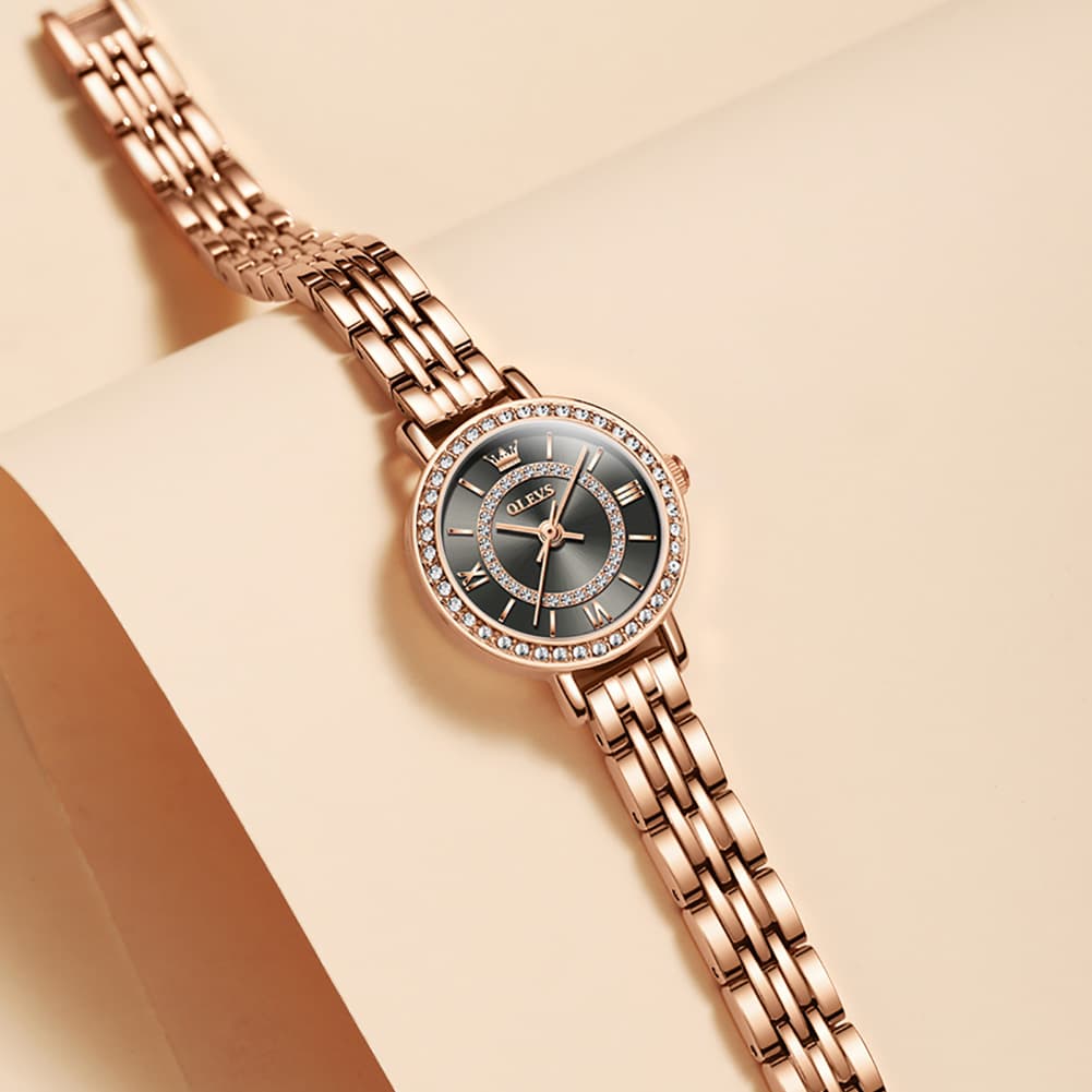 OLEVS Diamond Bezel Jewelry Bracelet Watch 5508 Petite Quartz for Women