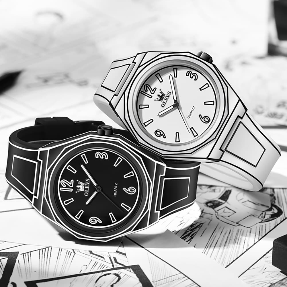 OLEVS 1018 Comic Style Quartz Silicone Watch for Men
