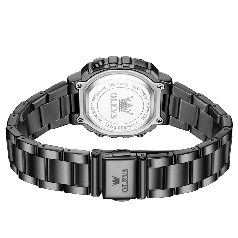 OLEVS 1111 black bracelet folding clasp and case back