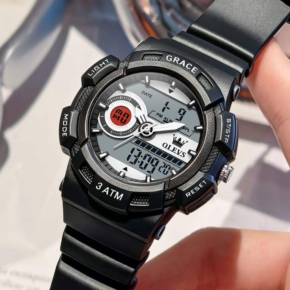 OLEVS 1121 black analog digital dial close up