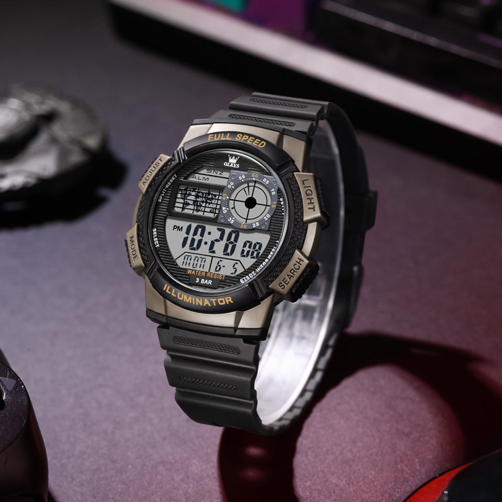 OLEVS 1123 black gold digital sports watch