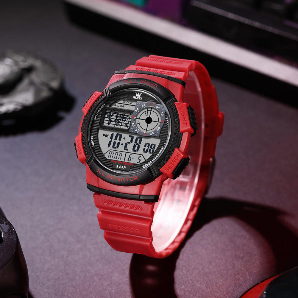 OLEVS 1123 red digital sports watch