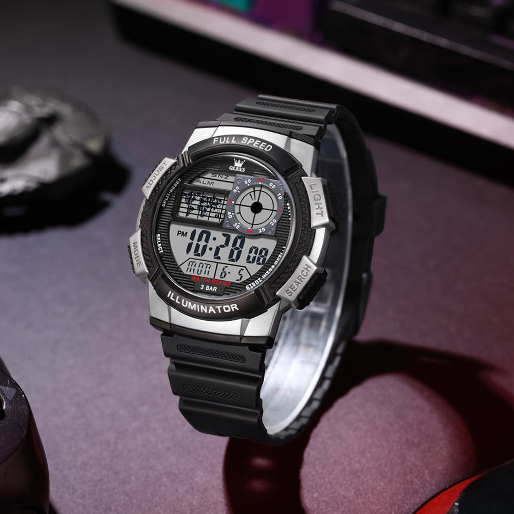 OLEVS 1123 silver black digital sports watch
