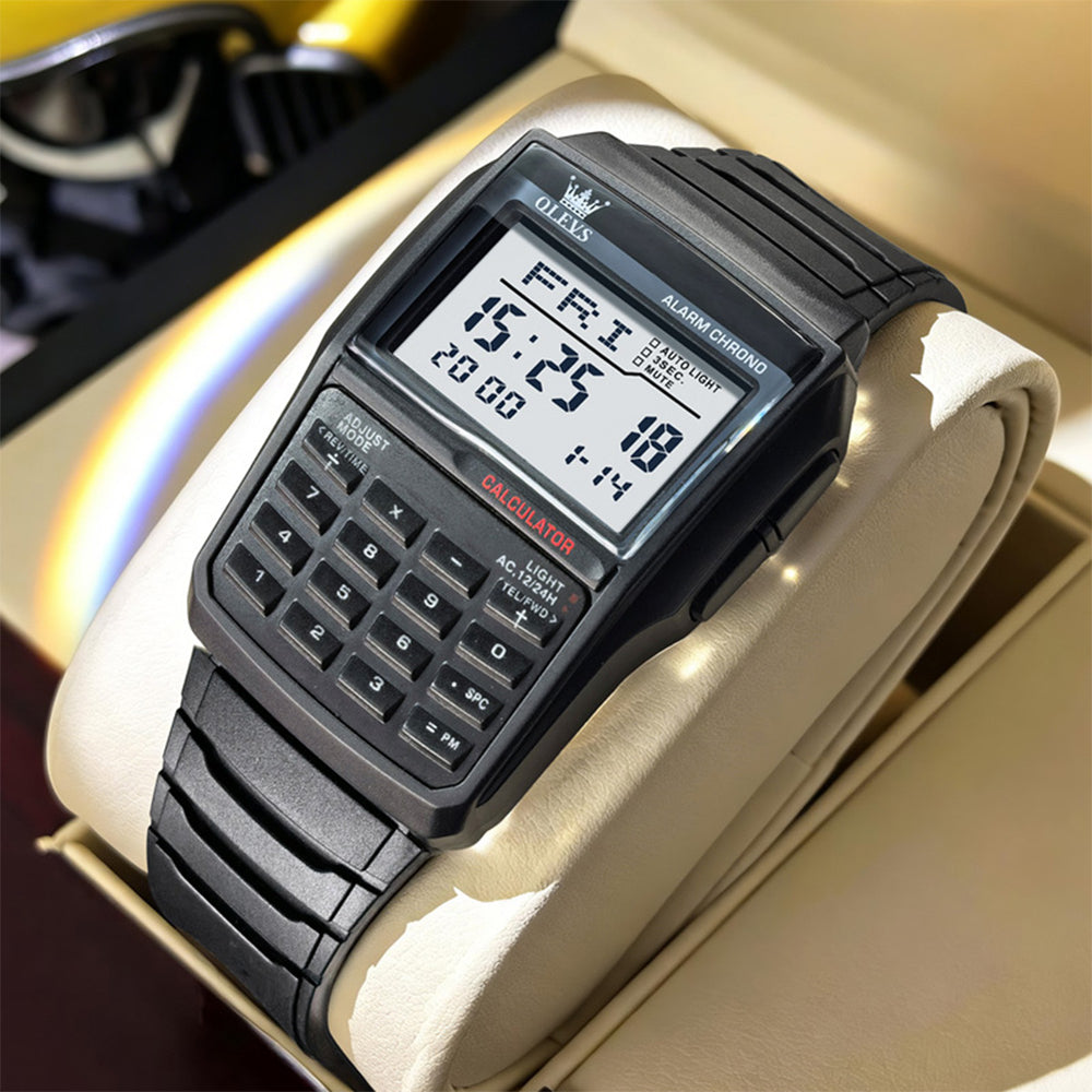 OLEVS 1126 retro digital calculator watch view 18