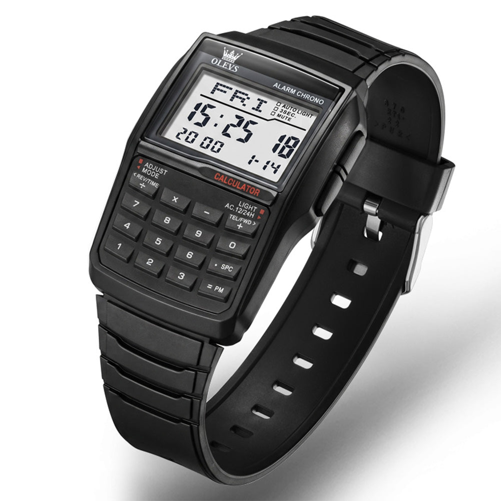OLEVS 1126 retro digital calculator watch view 3