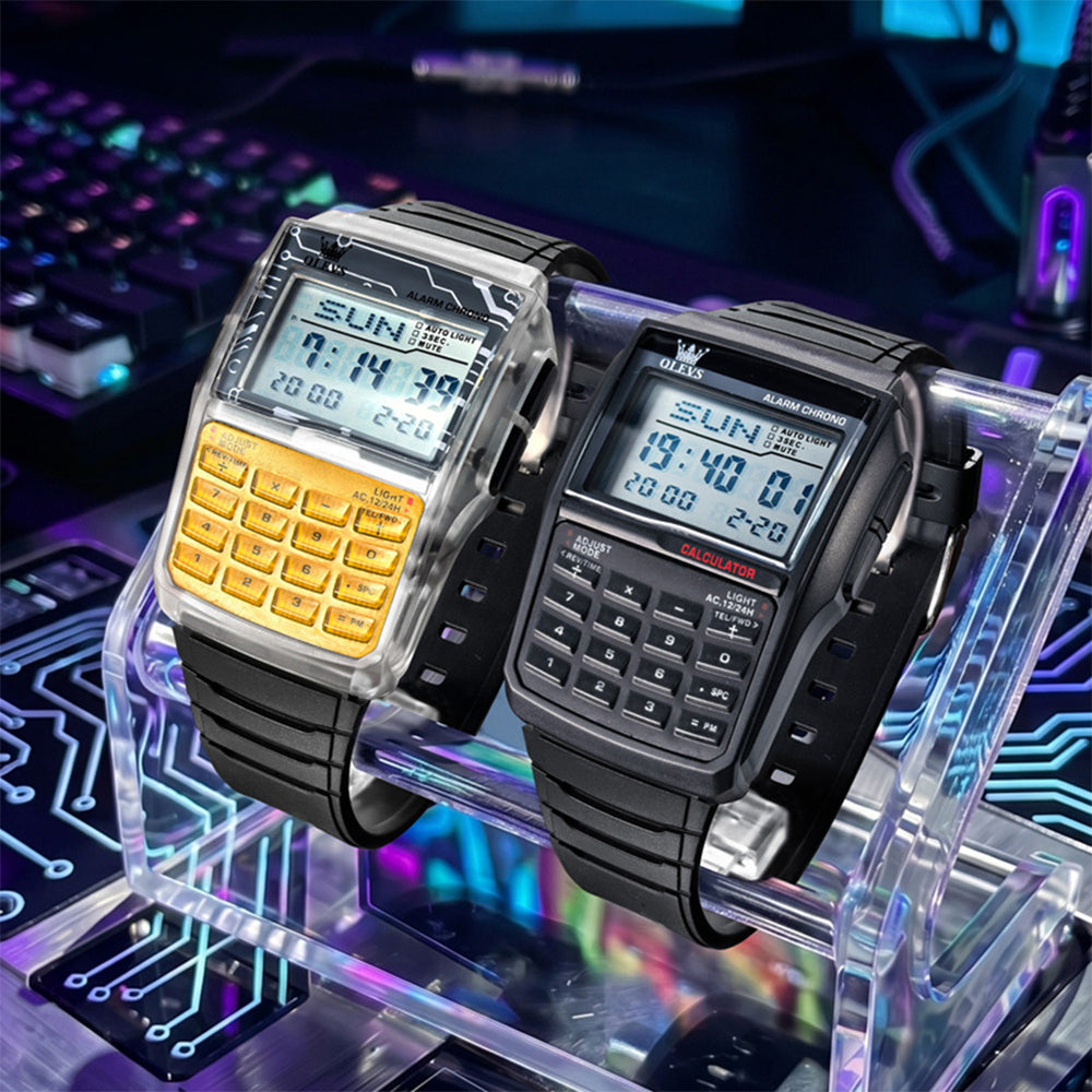 OLEVS 1126 retro digital calculator watch view 43