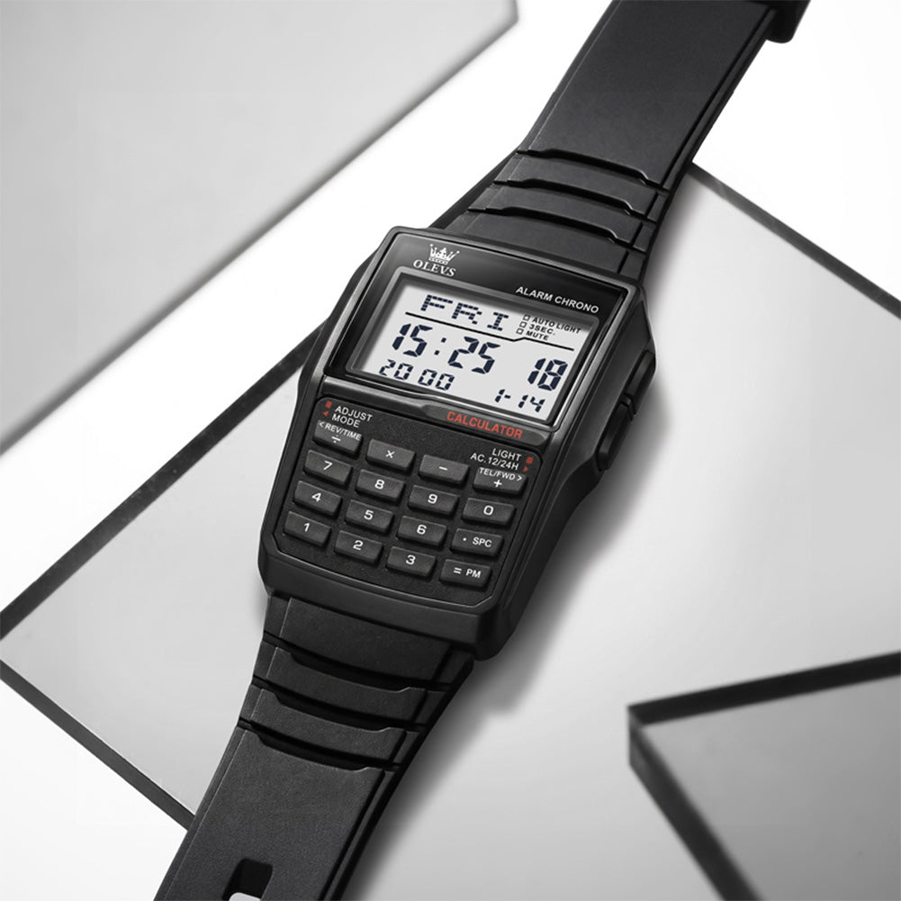 OLEVS 1126 retro digital calculator watch view 8