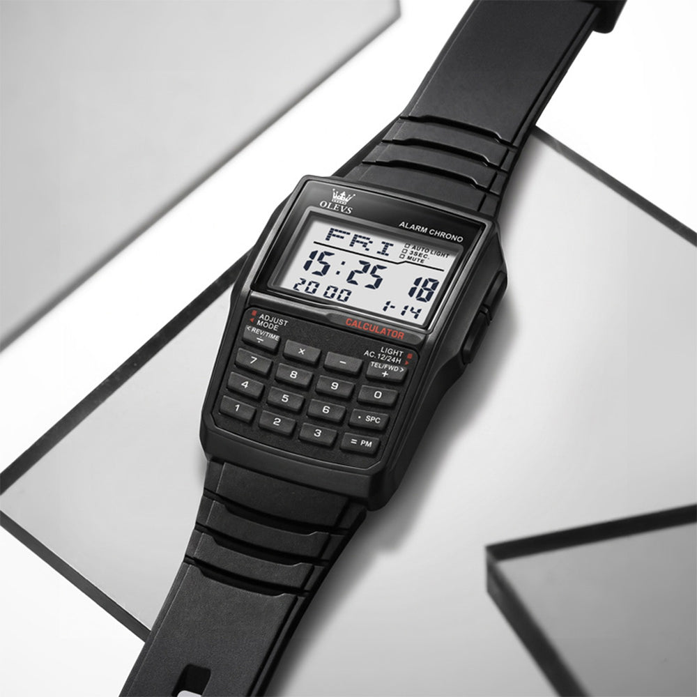 OLEVS 1126 retro digital calculator watch view 8