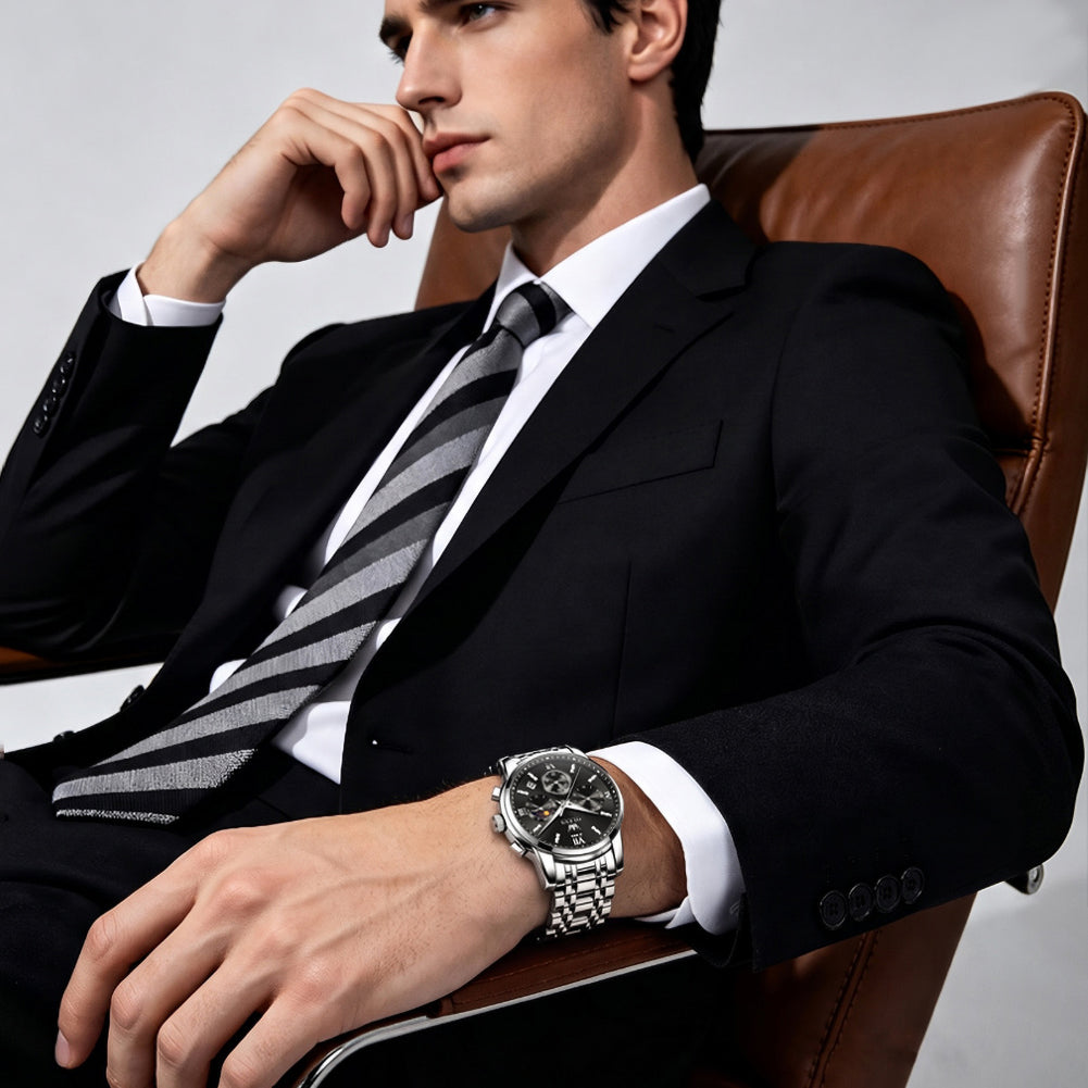OLEVS 2718 blue dial chronograph lifestyle