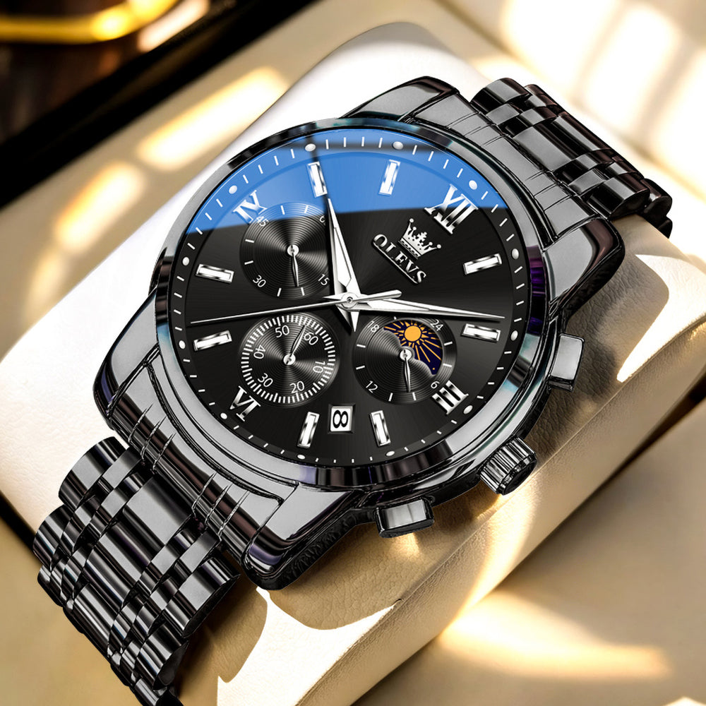 OLEVS 2718 silver blue watch angle view