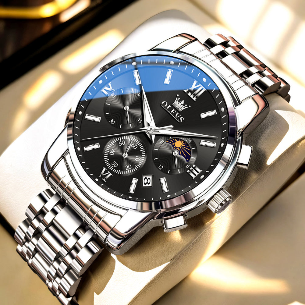 OLEVS 2718 silver gray watch angle view