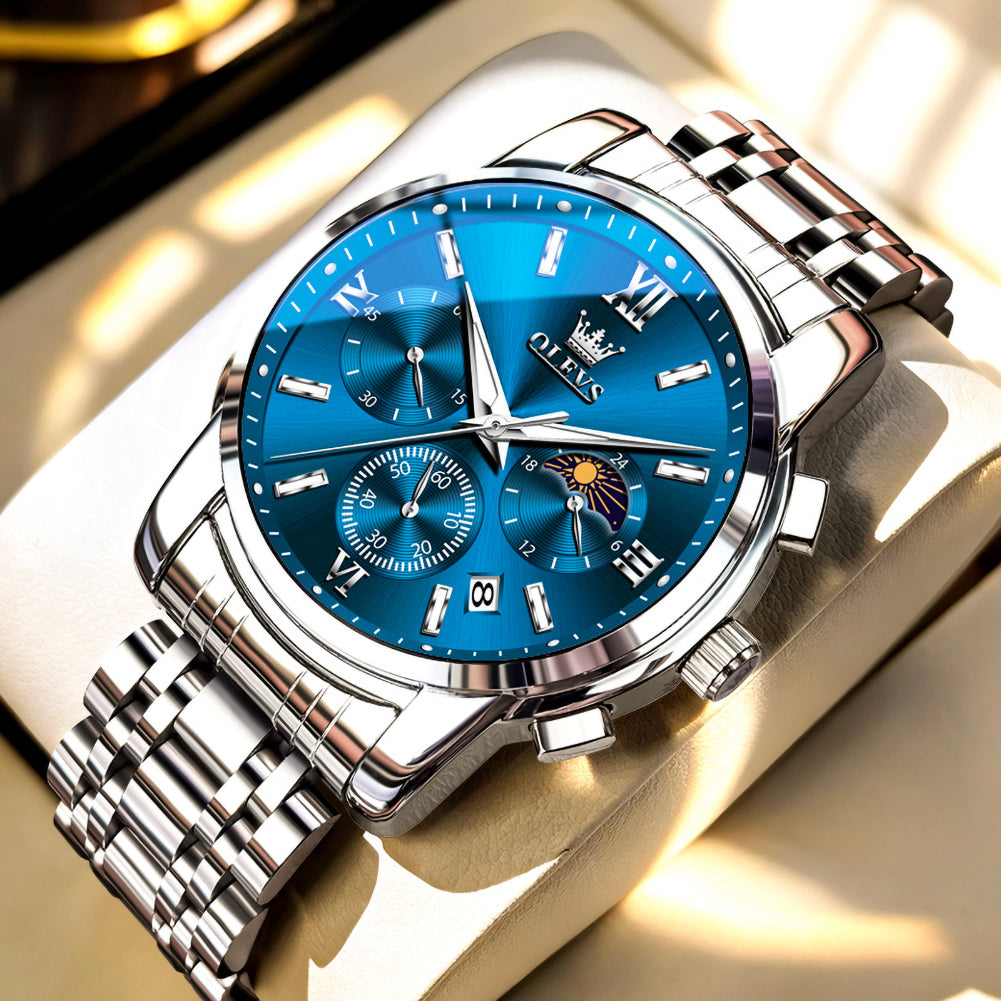 OLEVS 2718 all black watch angle view