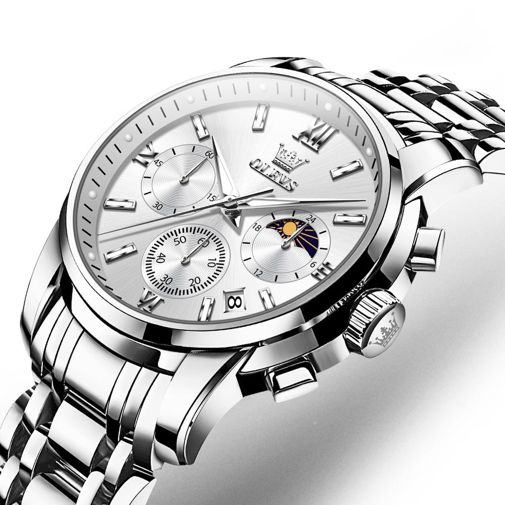 OLEVS 2718 chronograph dial close up