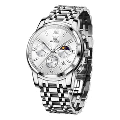 OLEVS 2718 silver white chronograph quartz watch