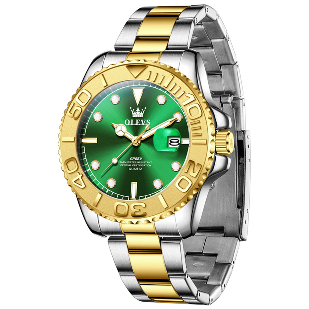 OLEVS 2720 Gold Green quartz date watch