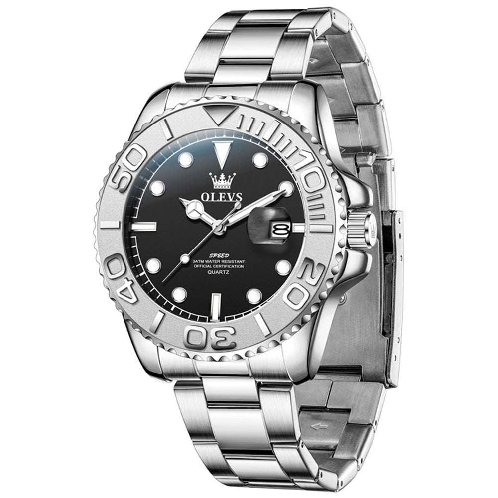 OLEVS 2720 Silver Black quartz date watch