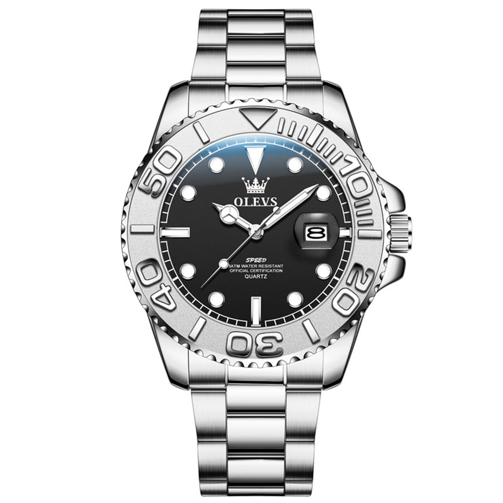 OLEVS 2720 Silver Black quartz date watch