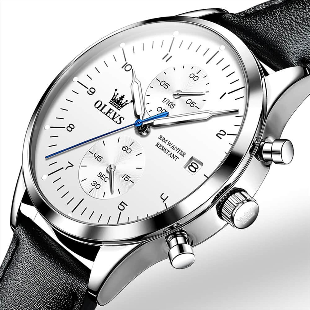 OLEVS 2880 Minimalist Slim Dress Chronograph Watch for Men - All Black Watch | Olevs Watch Store