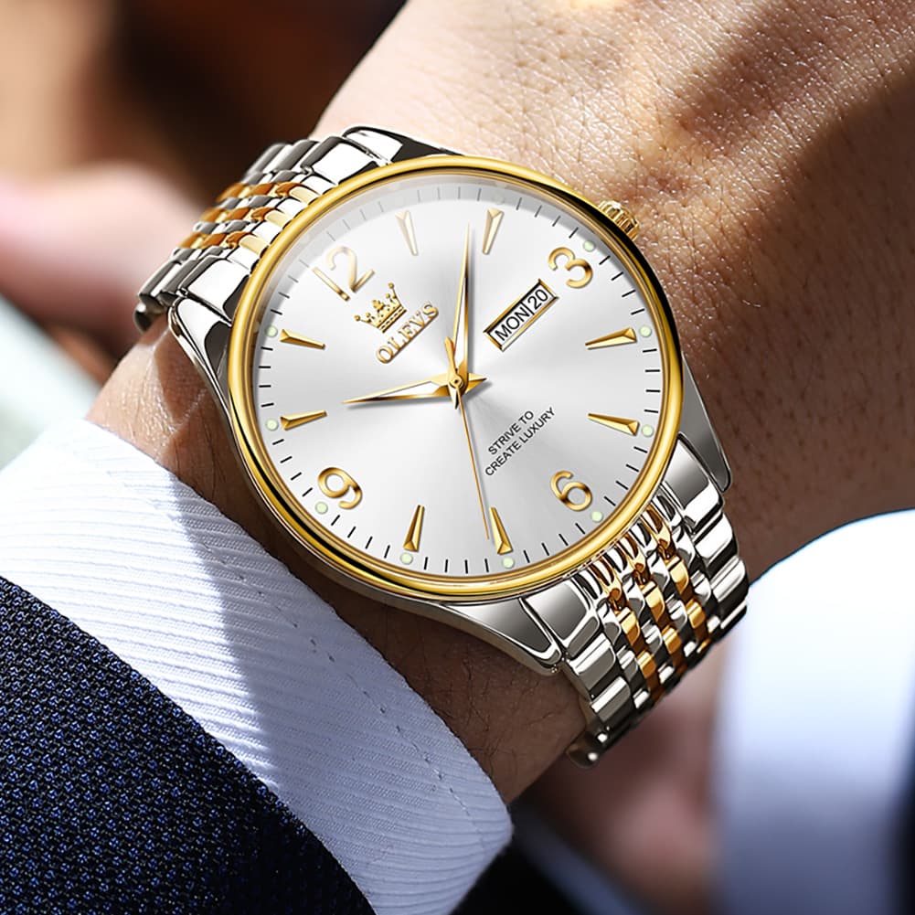 OLEVS 2928 Classic Day Date Mechanical Watch for Men - All Gold Watch | Olevs Watch Store