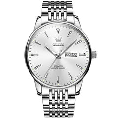 OLEVS 2929 Minimalist Day Date Quartz Watch for Men - All Silver Watch | Olevs Watch Store