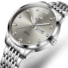 OLEVS 2943 Ultra Thin Diamond Dial Quartz Watch for Men - Silver Gray Watch | Olevs Watch Store