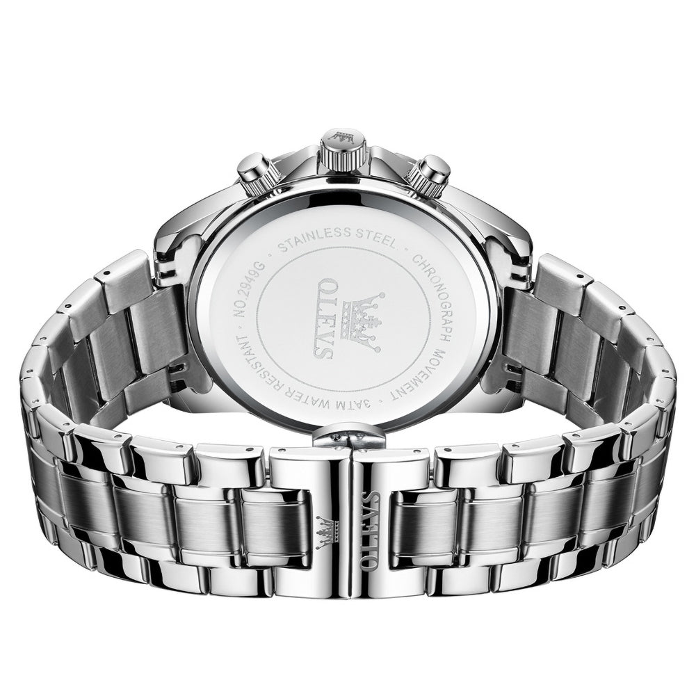 OLEVS 2949 steel quartz chronograph watch view 12