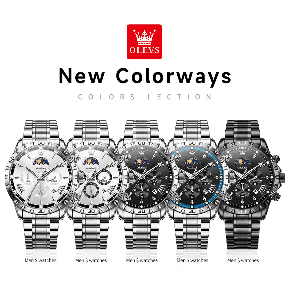 OLEVS 2949 steel quartz chronograph watch view 128