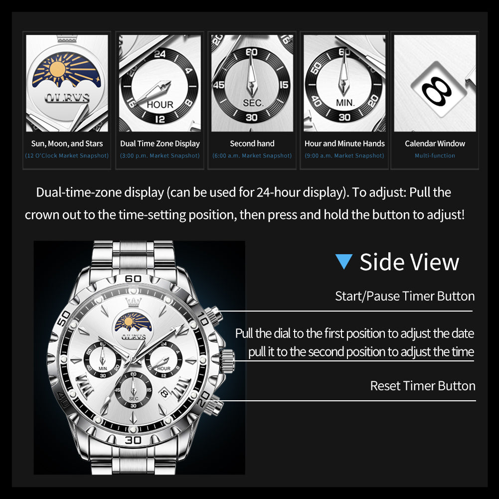 OLEVS 2949 steel quartz chronograph watch view 132