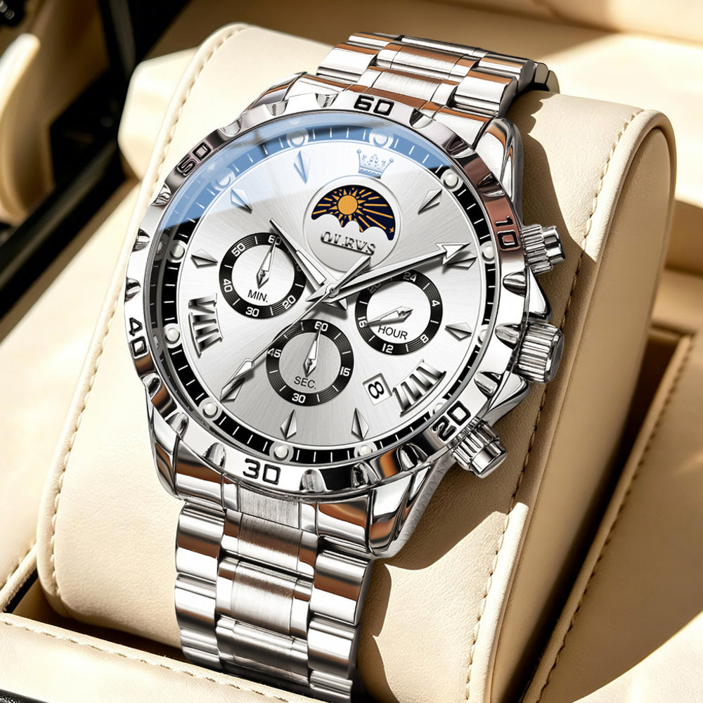 OLEVS 2949 steel quartz chronograph watch view 15