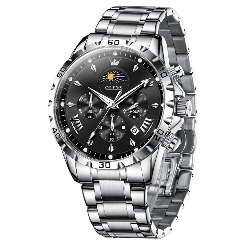 OLEVS 2949 steel quartz chronograph watch view 3