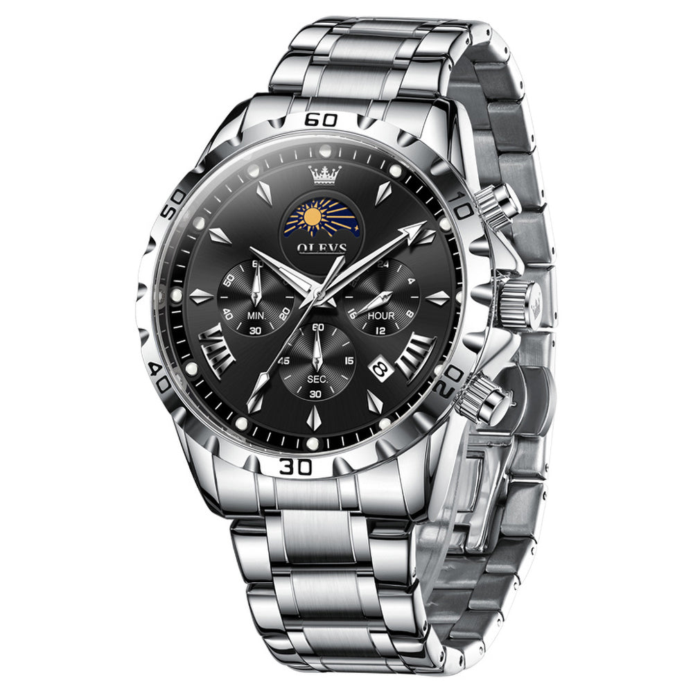 OLEVS 2949 steel quartz chronograph watch view 3