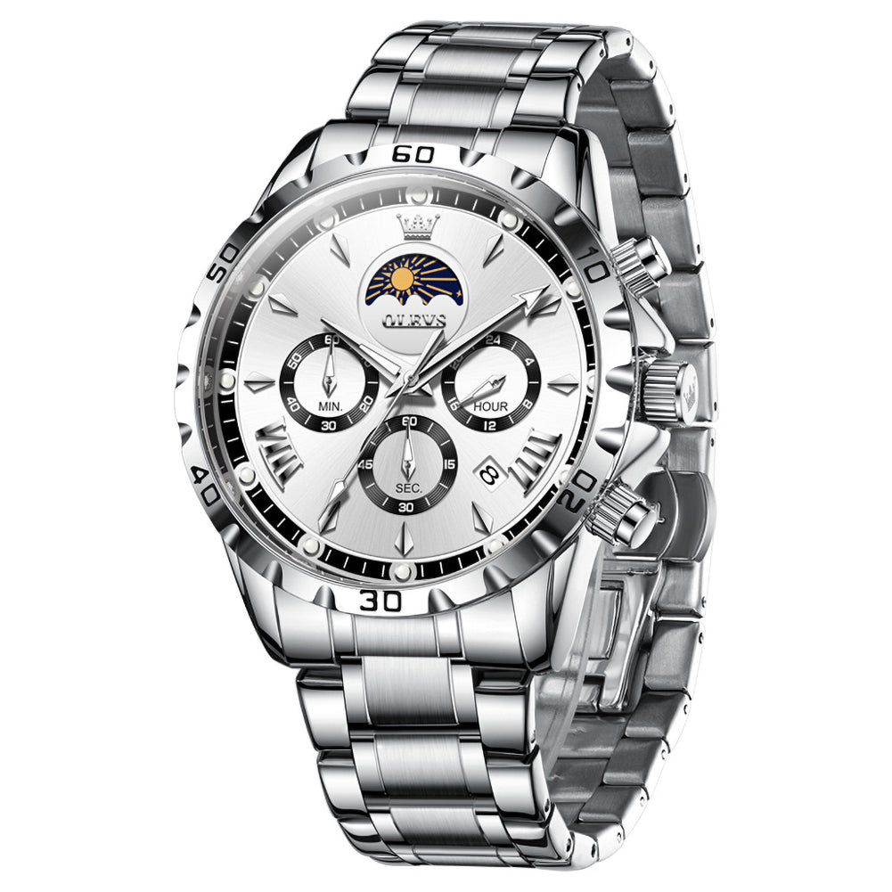 OLEVS 2949 steel quartz chronograph watch view 4