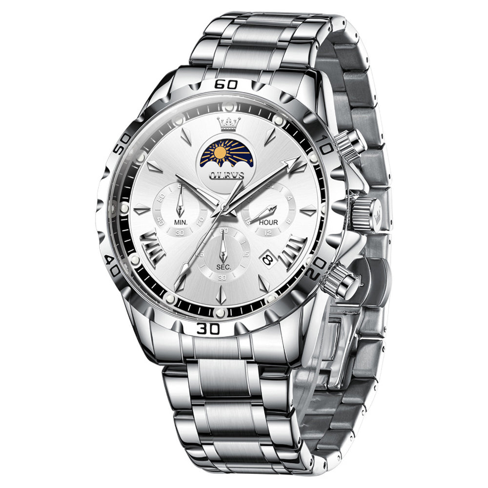 OLEVS 2949 steel quartz chronograph watch view 5