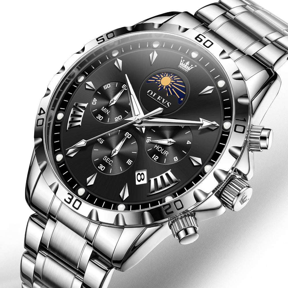 OLEVS 2949 steel quartz chronograph watch view 8
