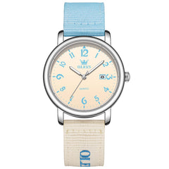 OLEVS 2991 Nylon Strap Casual Retro Quartz Watch for Men and Women - Blue Watch | Olevs Watch Store