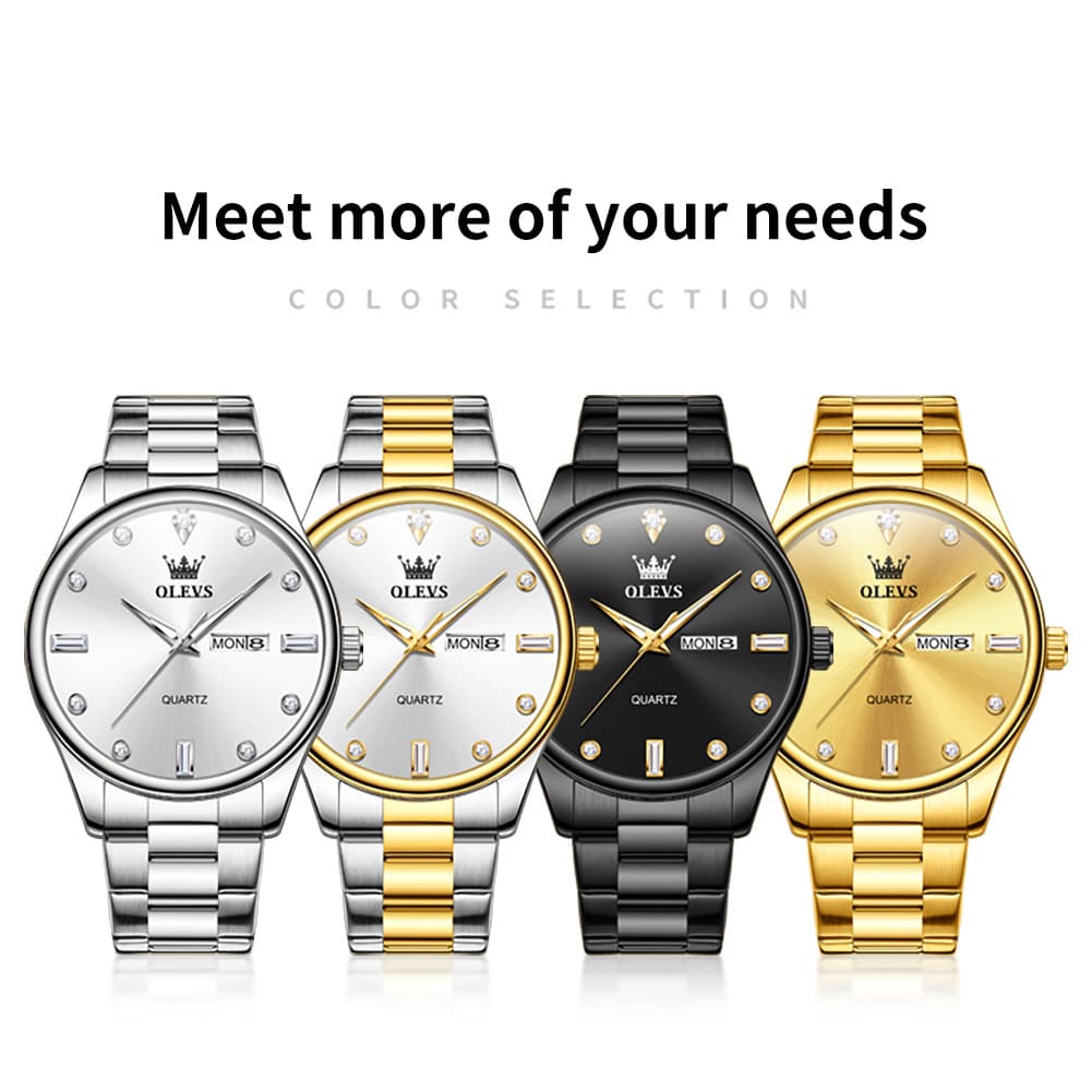 OLEVS 3621 Minimalist Diamond Quartz Watch for Men - All Gold Watch | Olevs Watch Store
