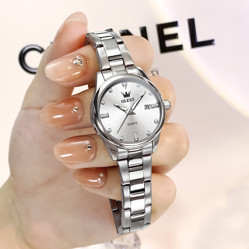 OLEVS 3621NS Minimalist Diamond Quartz Steel Watch for Women - All Gold Watch | Olevs Watch Store