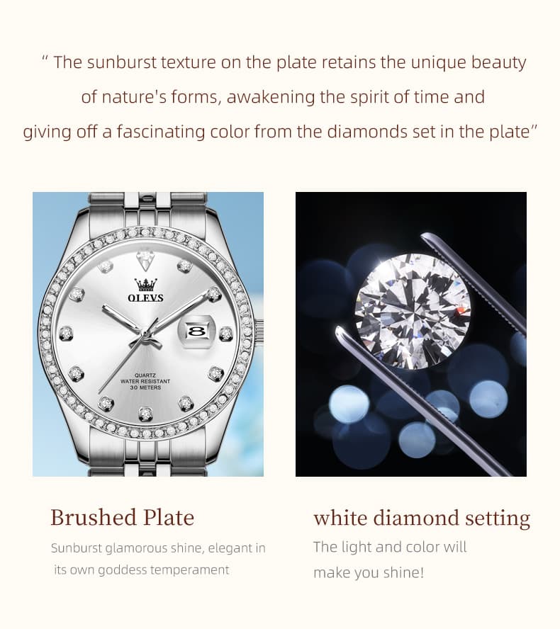 OLEVS 3629NN Diamond Bezel Quartz Steel Watch for Women - All Gold Watch | Olevs Watch Store
