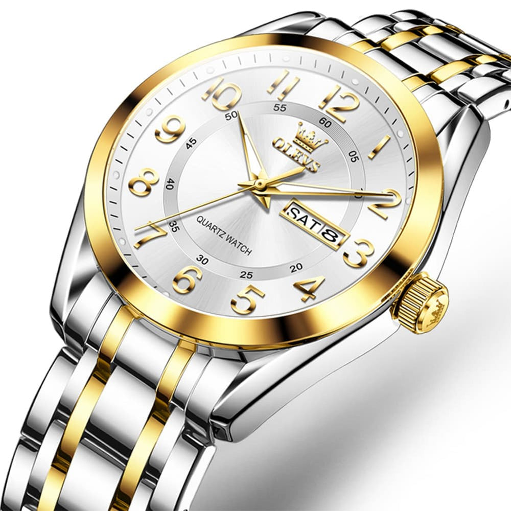 OLEVS 3666 Quartz Luminous Stainless Steel Watch For Men - All Gold Watch | Olevs Watch Store