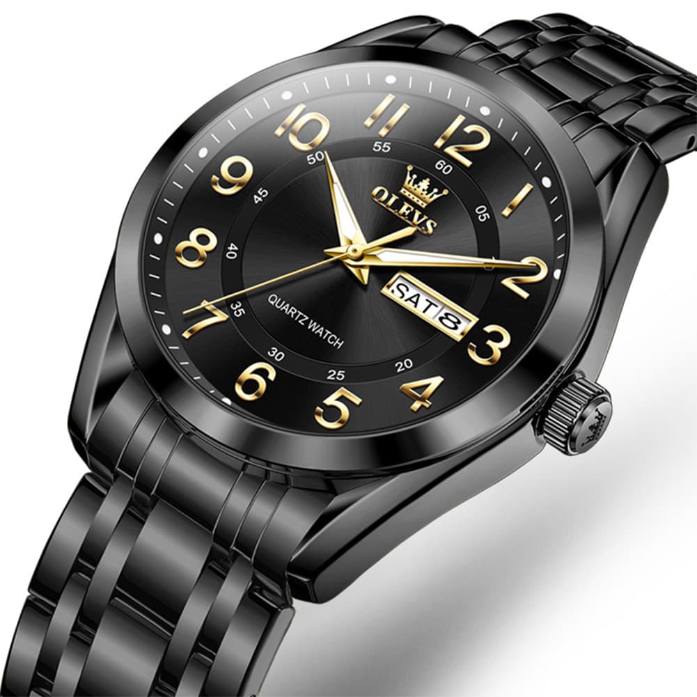 OLEVS 3666 Quartz Luminous Stainless Steel Watch For Men - All Gold Watch | Olevs Watch Store
