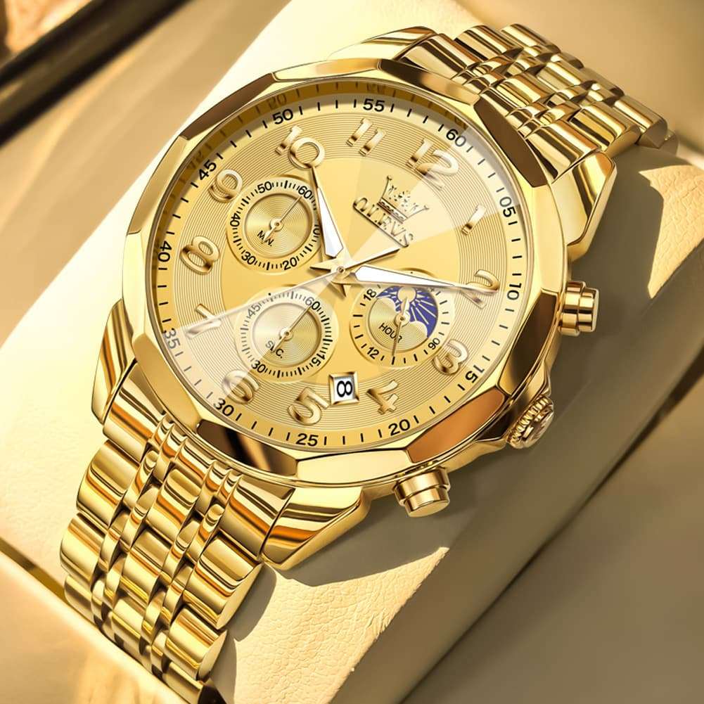 OLEVS 3676 Quartz 3D Rhombic Chronograph Watch For Men