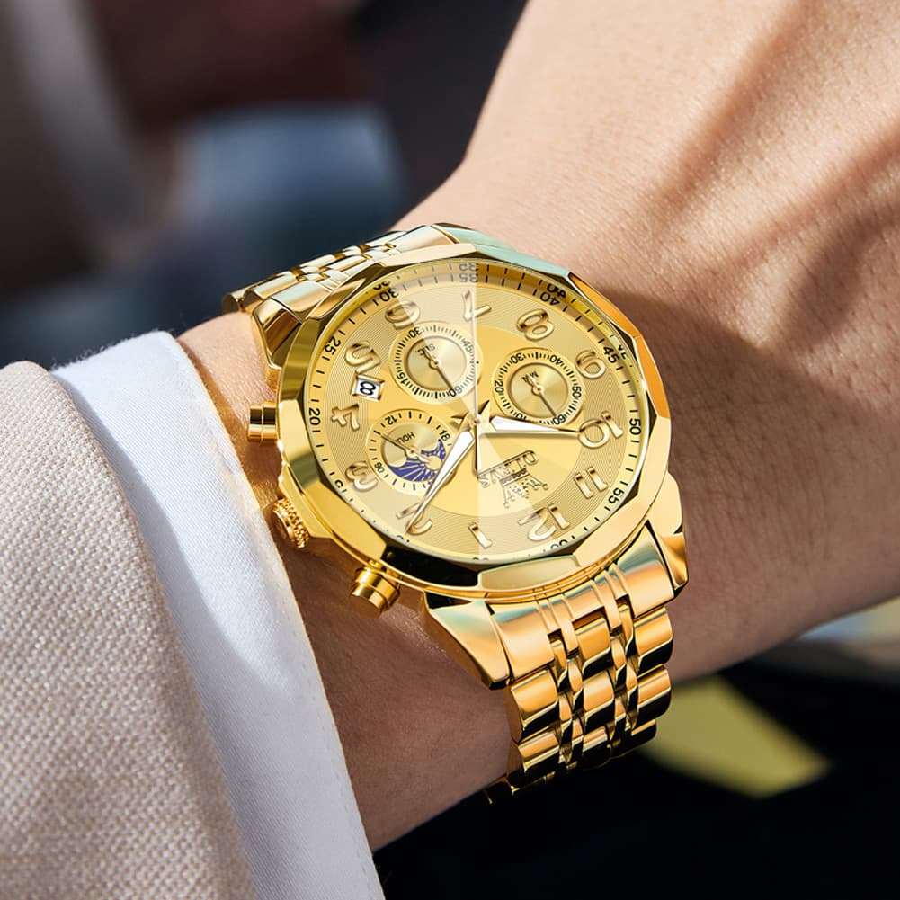 OLEVS 3676 Quartz 3D Rhombic Chronograph Watch For Men