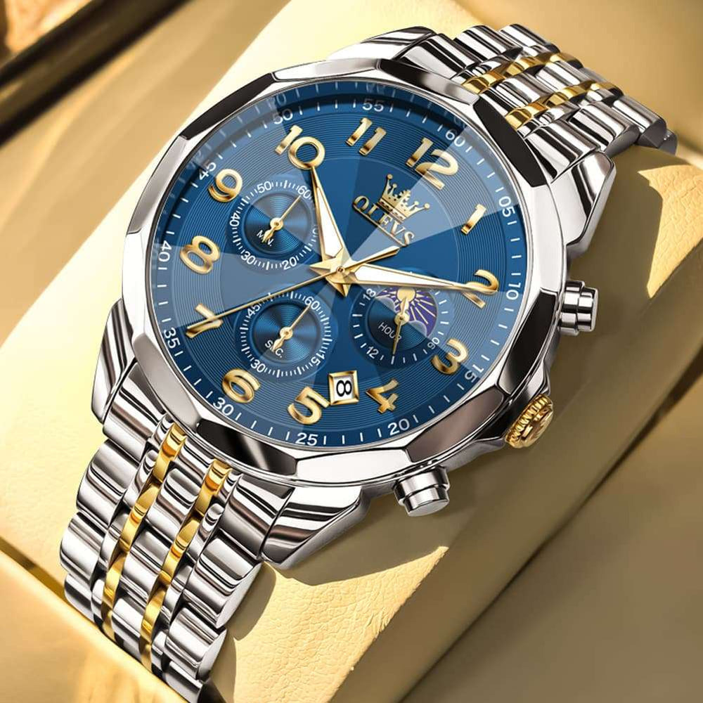 OLEVS 3676 Quartz 3D Rhombic Chronograph Watch For Men